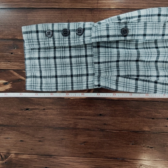 Jacob Connexion shirt womens S/M grey plaid flannel double buttons defined waist - Picture 6 of 6